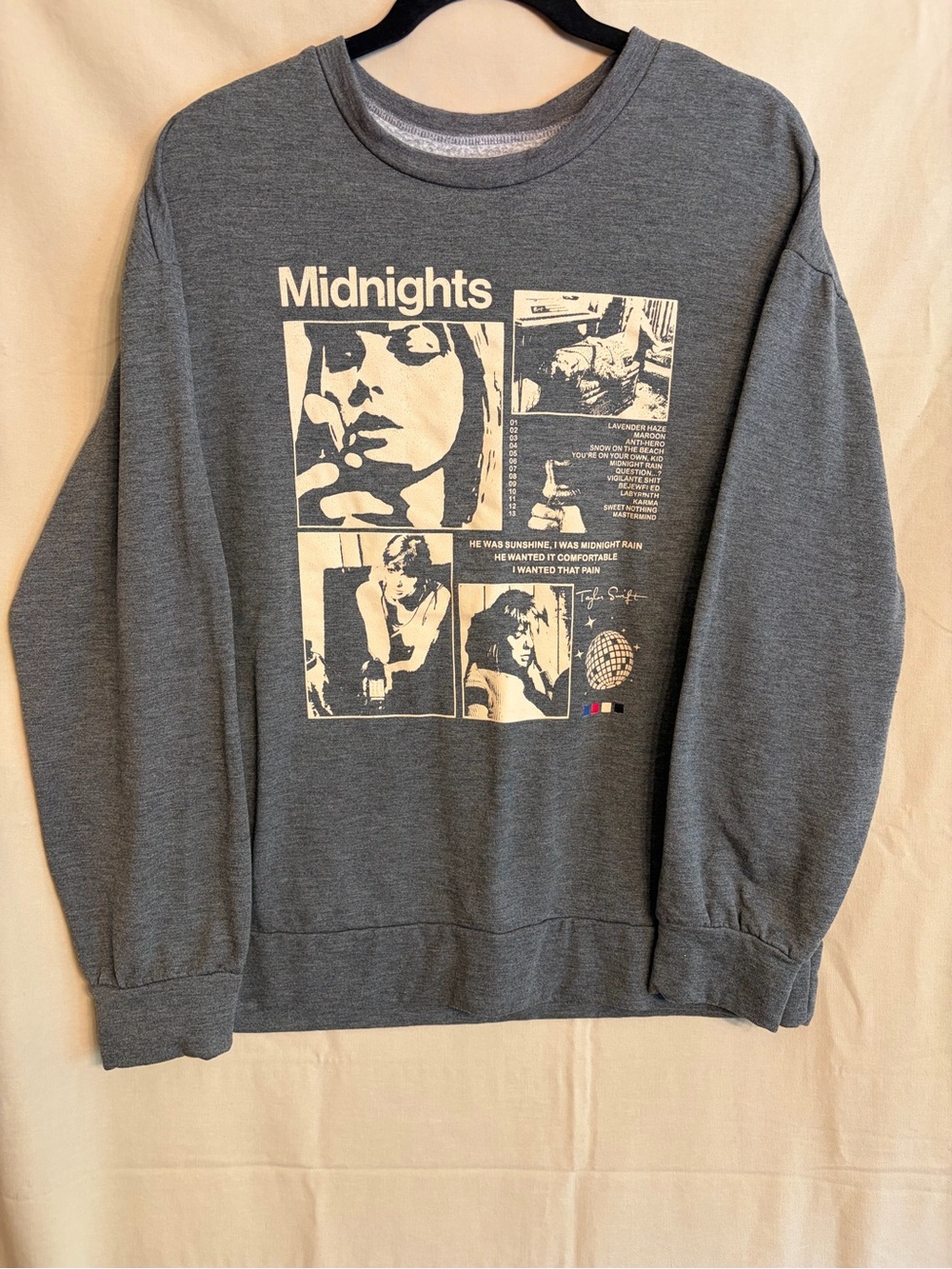 Taylor Swift Midnights Album Graphic Sweatshirt Soft Crewneck - Gray